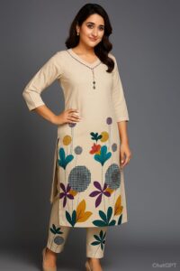 Women Khadi Coat Set (2-pc)