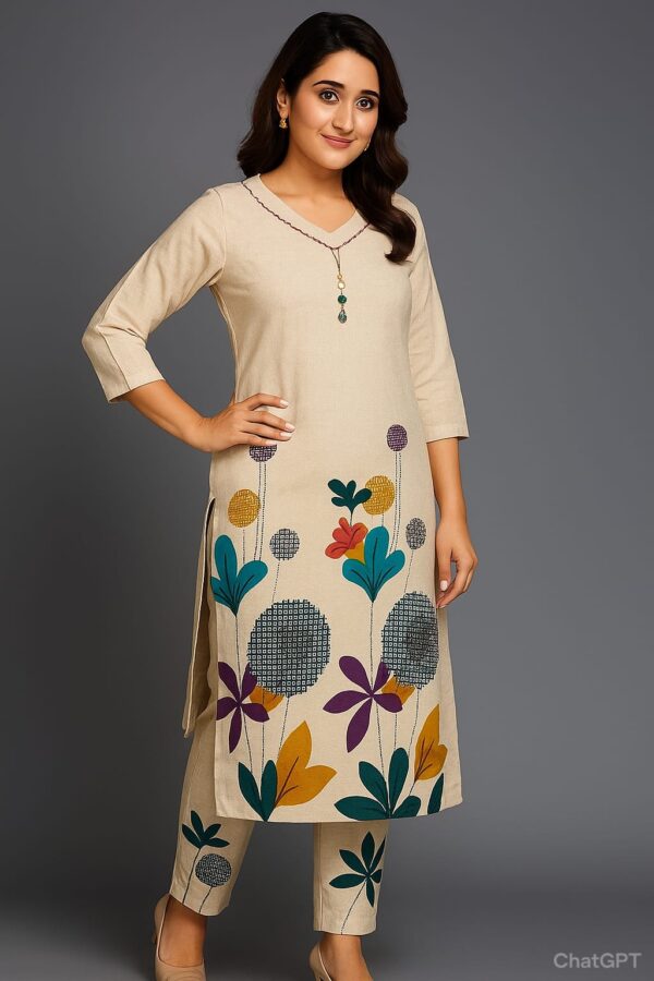 Women Khadi Coat Set (2-pc)