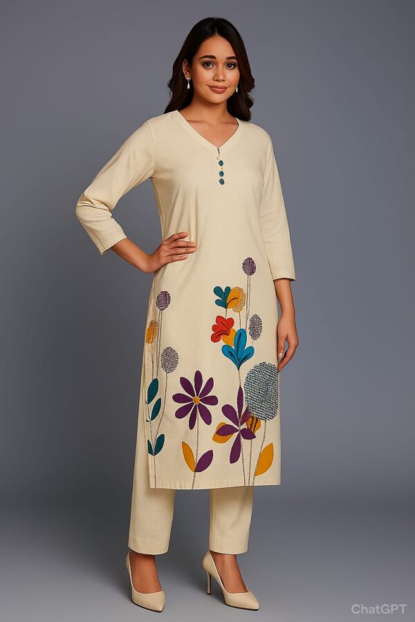 Women Khadi Coat Set (2-pc)