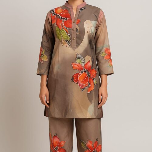 Women Autumn Bloom 2-pc Cotton Coat Set