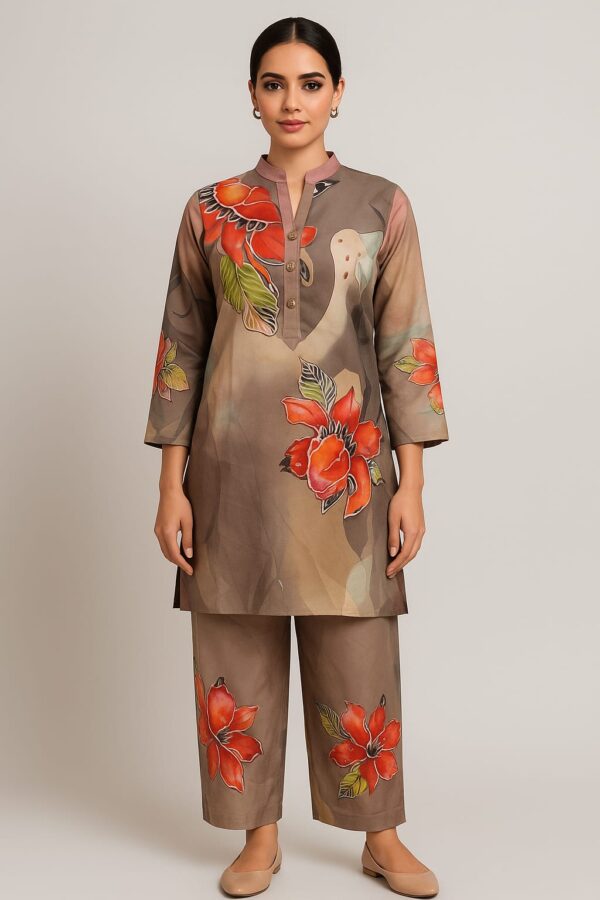 Women Autumn Bloom 2-pc Cotton Coat Set