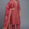 Women Mauve Silk Blend 3-Pc Suit Set