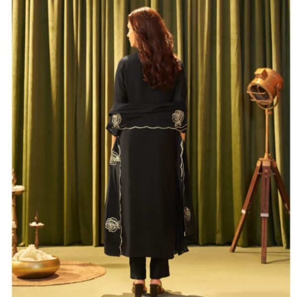 Black Silk 3-Piece Suit Set with Linning