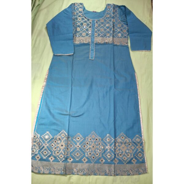 Women Light Blue Banarasi Silk Kurta