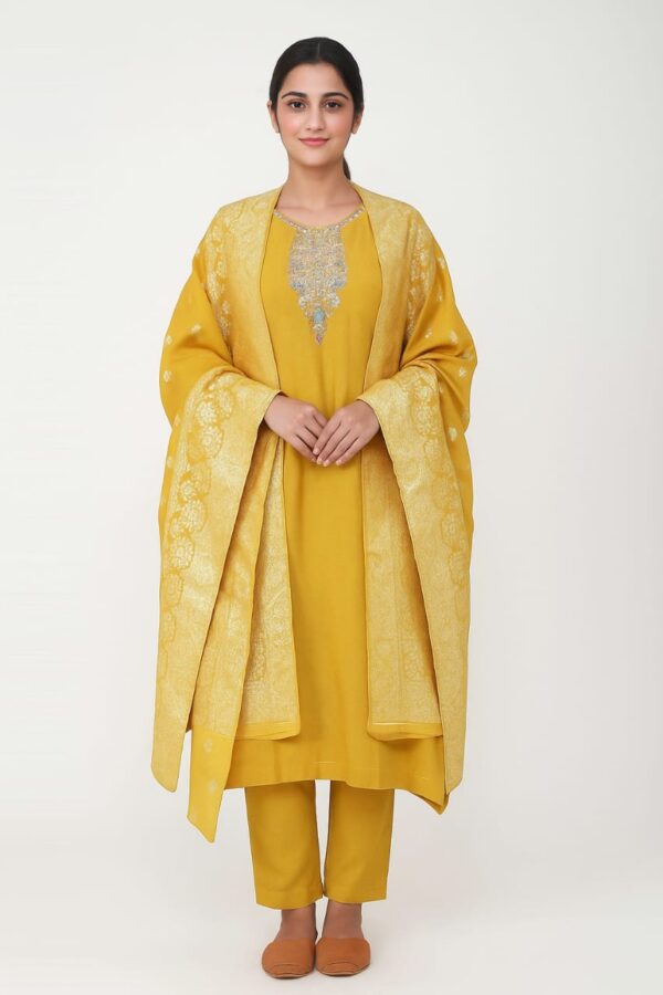 Yellow Silk Suit with Banarasi Dupatta