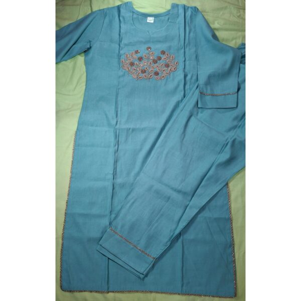 Teal Blue 3-pc Cotton Linen Suit Set