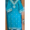 Sky Blue Raw Silk 3-Pc Suit Set with Tassel Dupatta