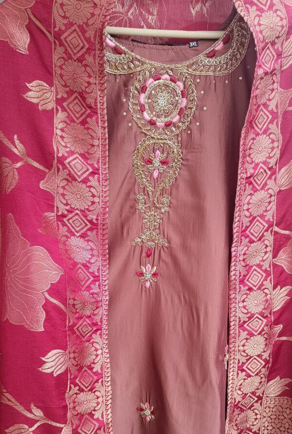 Women Mauve Silk Blend 3-Pc Suit Set