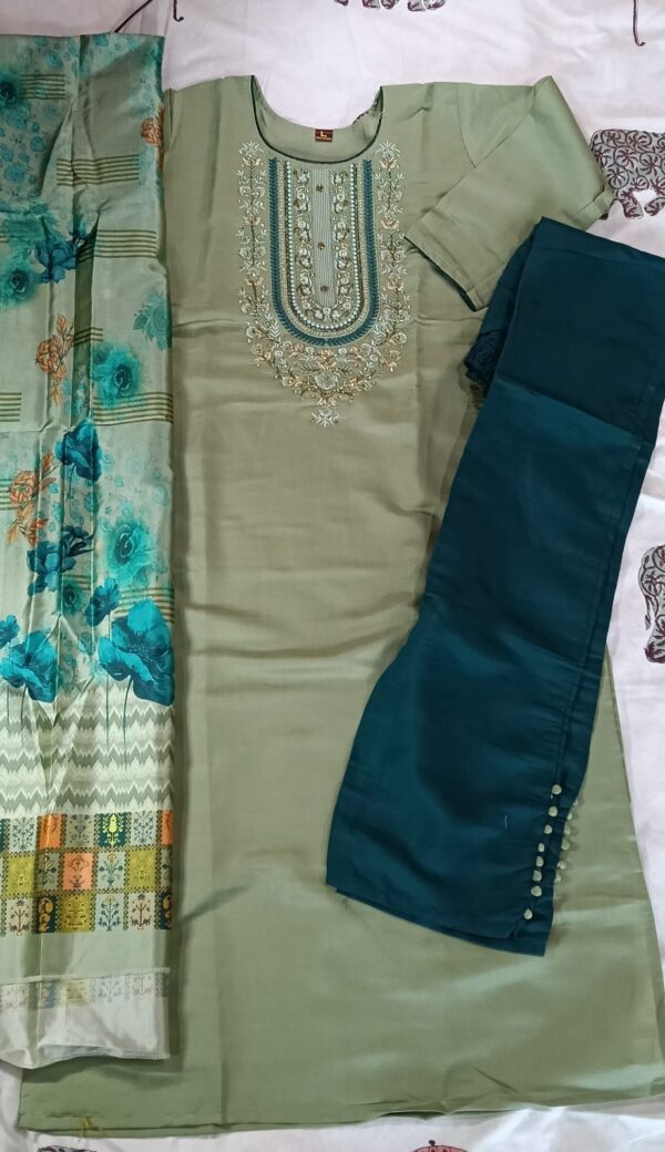 Women 3-piece Silk Full Suit Set