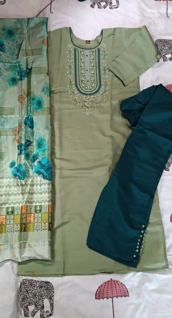 Women 3-piece Silk Full Suit Set