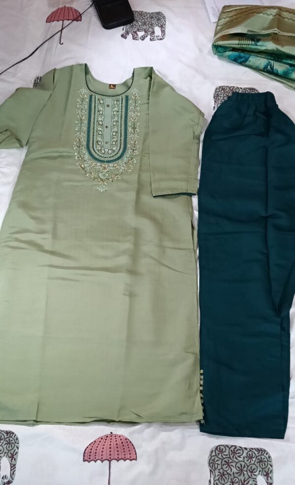 Women 3-piece Silk Full Suit Set