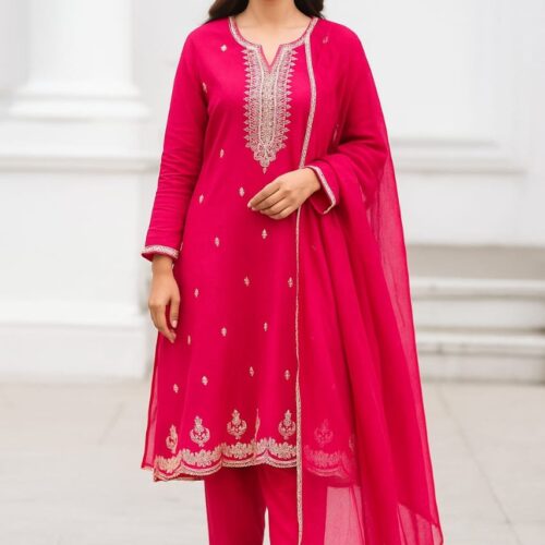 Magenta Lycra 3-Pc Suit Set