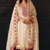 Golden-Magenta Chanderi 3-Pc Silk Suit Set