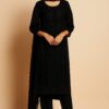 Women Black Georgette Kurta 3-pc Suit Set