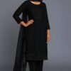 Women Black Georgette Kurta 3-pc Suit Set