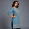 Women Light Blue Banarasi Silk Kurta