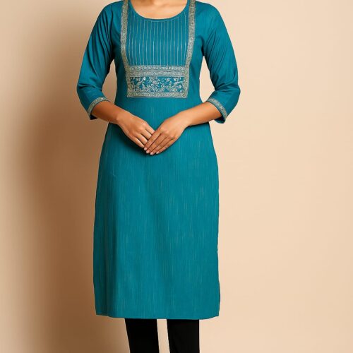Teal Blue Silk Kurta
