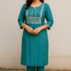 Teal Blue Silk Kurta