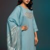 Teal Blue 3-pc Cotton Linen Suit Set