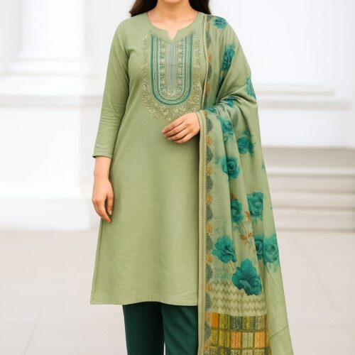 Women 3-piece Silk Full Suit Set
