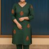 Green Cotton Single Piece Kurti