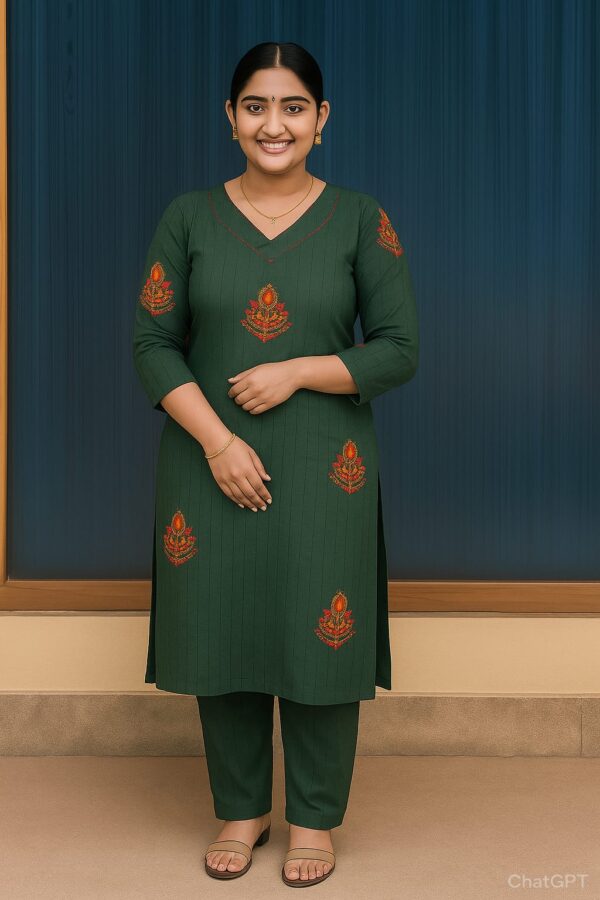 Green Cotton Single Piece Kurti