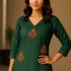 Green Cotton Single Piece Kurti