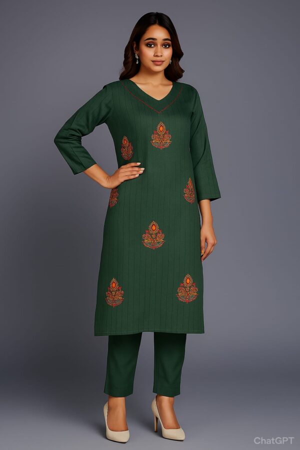 Green Cotton Single Piece Kurti