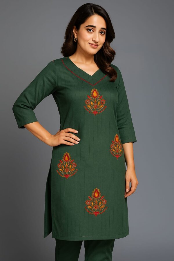Green Cotton Single Piece Kurti