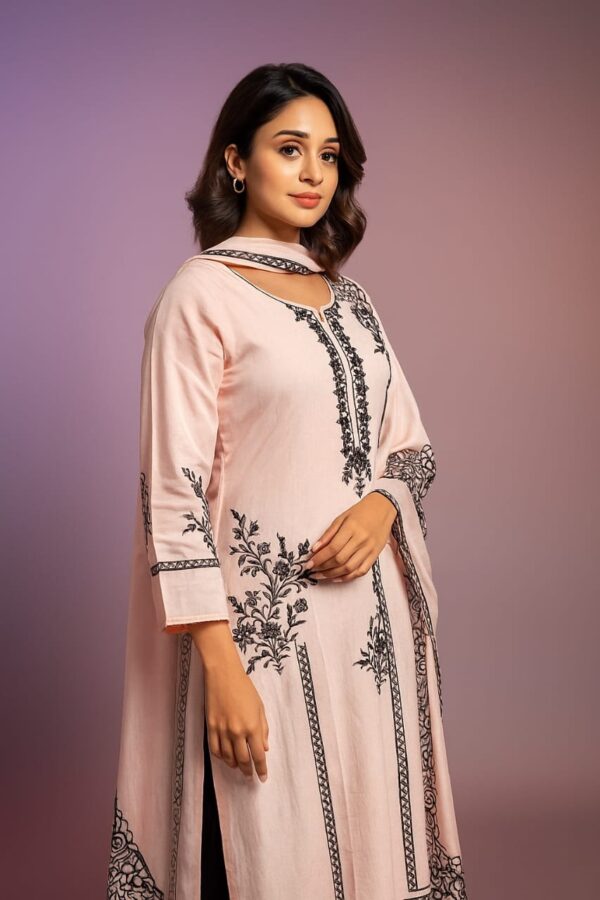 Light Pink 3-pc Suit Taffeta Silk Suit with Linning