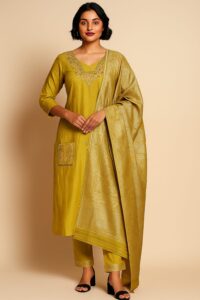 Mustard-Yellow Stylish 3-piece Suit Set