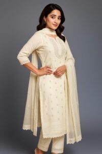 Women Off-White Georgette full 3-pc Suit Set