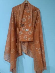Unstitched Cotton Orange Suit with Dupatta