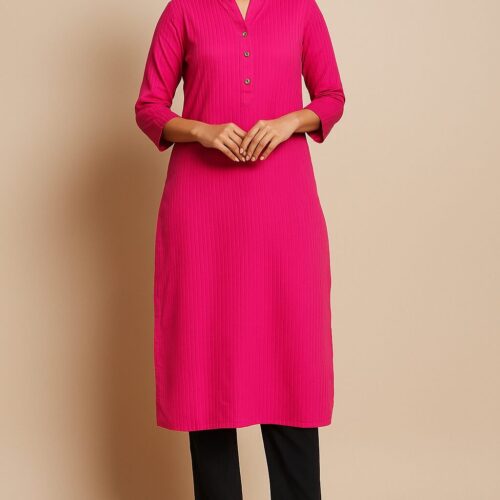 Magenta Beautiful Stretchable Single Piece Kurti