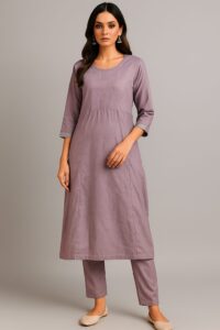 Purple Simple Stylish Silk Kurti