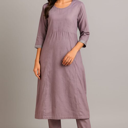 Purple Simple Stylish Silk Kurti