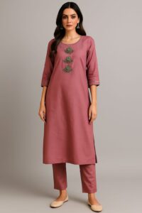Double-Shaded Stylish Maroon Silk Kurta