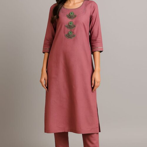 Double-Shaded Stylish Maroon Silk Kurta
