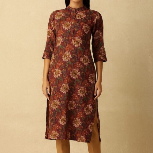 Women deep reddish-brown Cotton Kurti