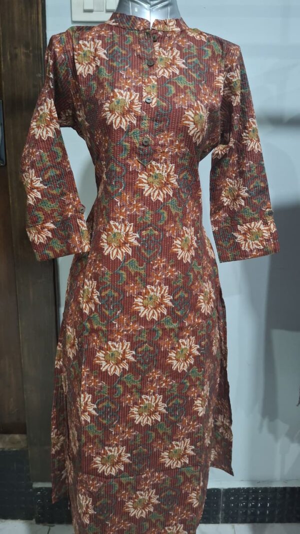 Women deep reddish-brown Cotton Kurti