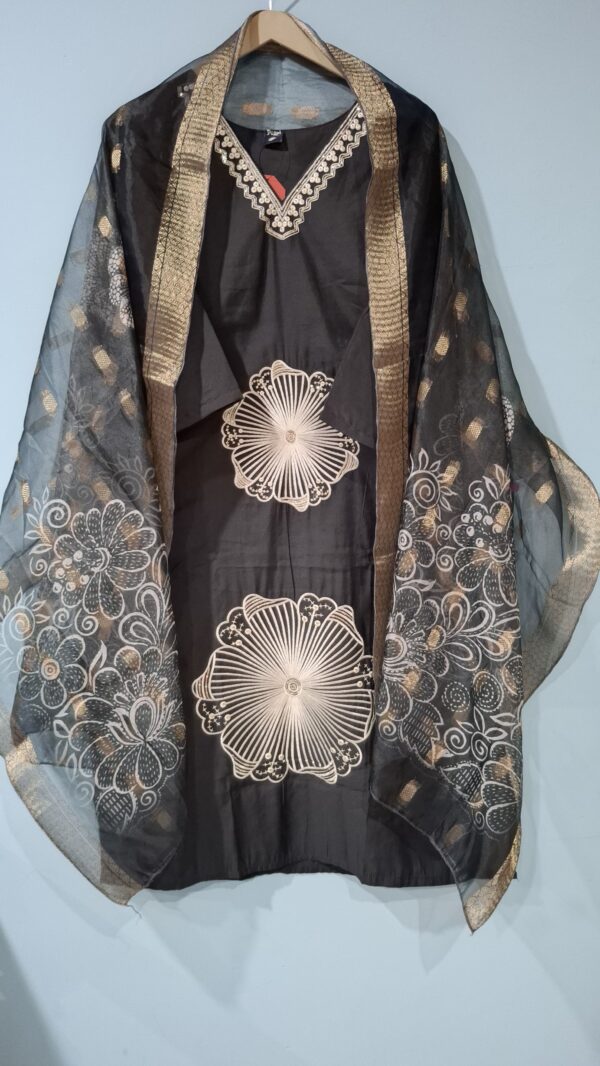 Black Palazzo Suit with Flower Print