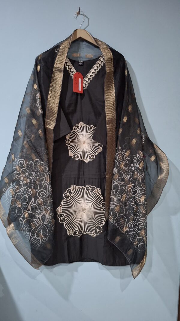 Black Palazzo Suit with Flower Print