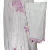 White pure malmal cotton 3 pc suit set anarkali