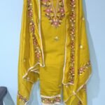 Unstitched Cotton Yellow flower Suit with Dupatta