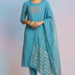 Teal Blue 3-pc Cotton Linen Suit Set