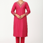Dual-Tone Magenta Silk Coat Set