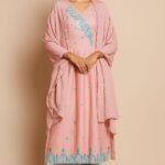 Women Cotton Frock Suit 3-pc Set (Peach)